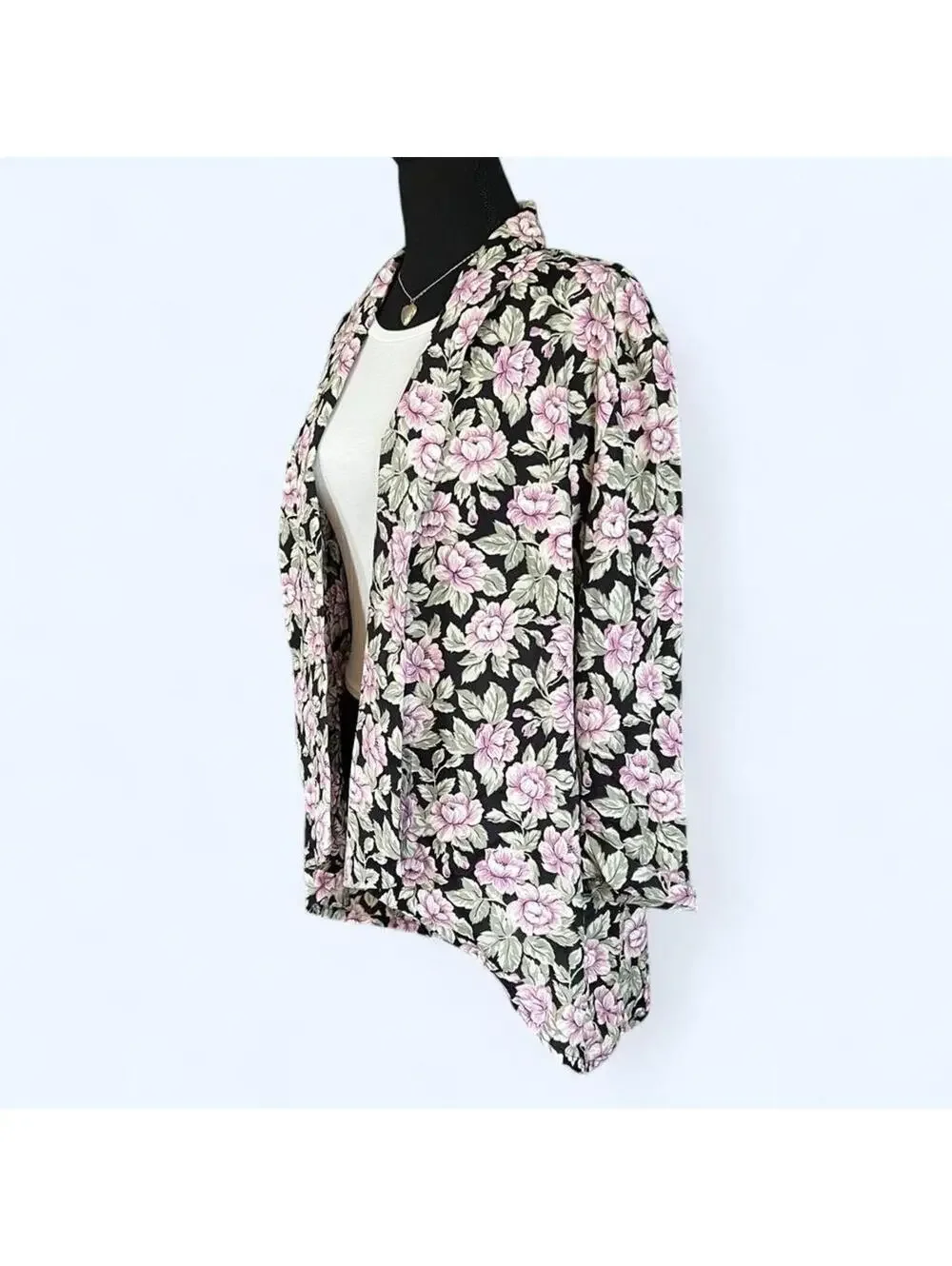 Vintage Y2K cottagecore coastal floral open front cardigan jacket petite 💗